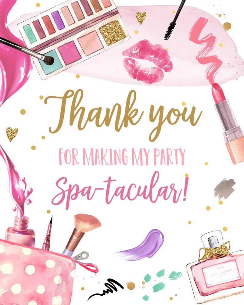 Spa Party Welcome Sign & Table Decor | Editable Canva Makeup Birthday Template