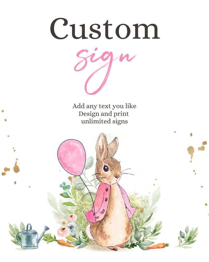Editable Flopsy Rabbit Birthday Sign - Pink Peter Rabbit Baby Shower Decor