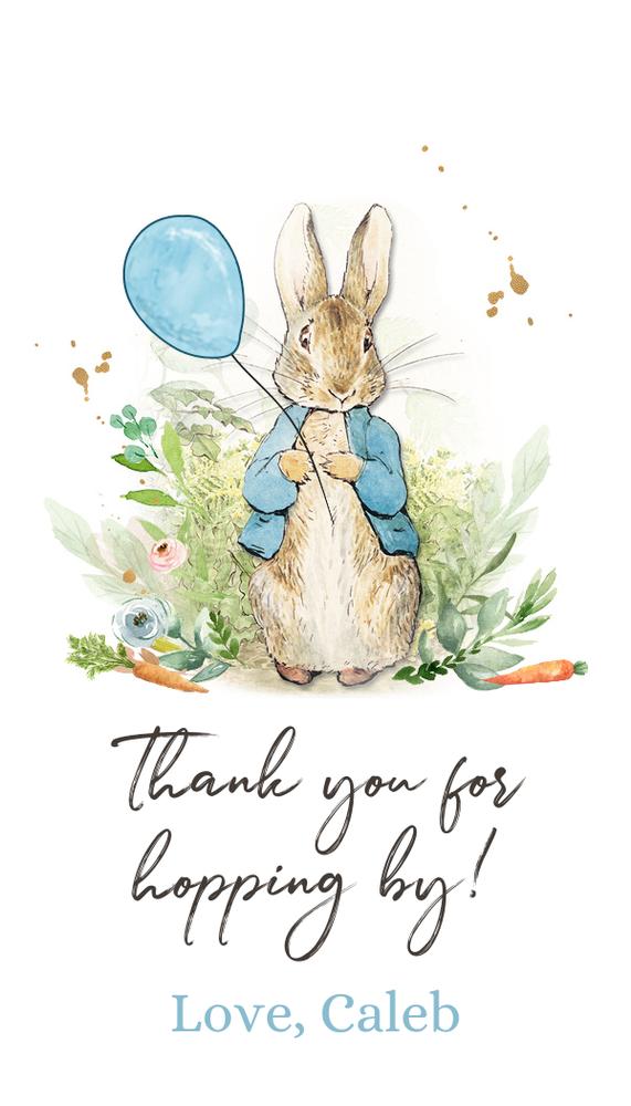 Peter Rabbit Favor Tags | Editable Blue Bunny Birthday Thank You Labels