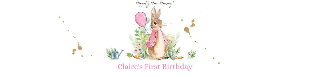 Flopsy Bunny Water Bottle Labels | Pink Peter Rabbit Birthday Canva Template