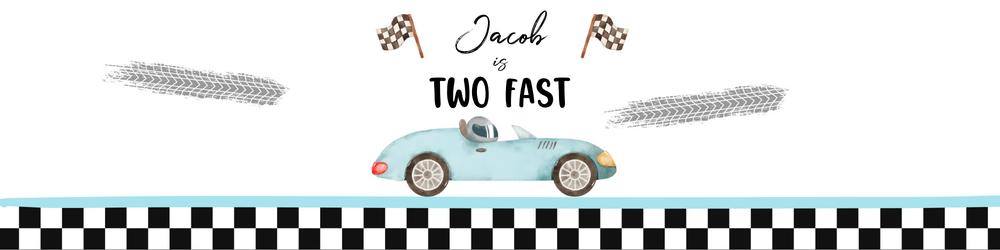 Two Fast Race Car Water Bottle Labels | Editable Canva Birthday Decor