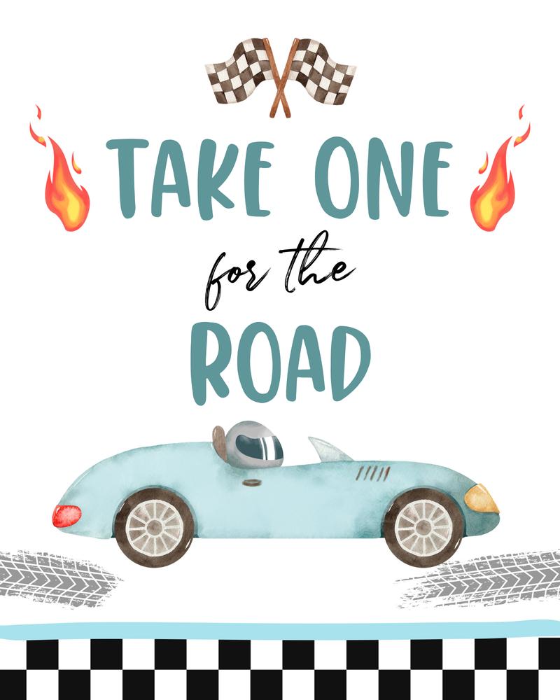 Two Fast Birthday Favors Sign | Race Car Party Canva Template | Blue Racing Decor