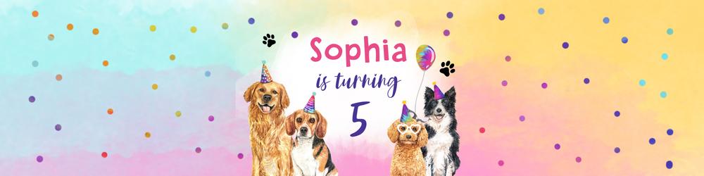 Pink Dog Birthday Water Bottle Labels | Editable Puppy Party Decor Template