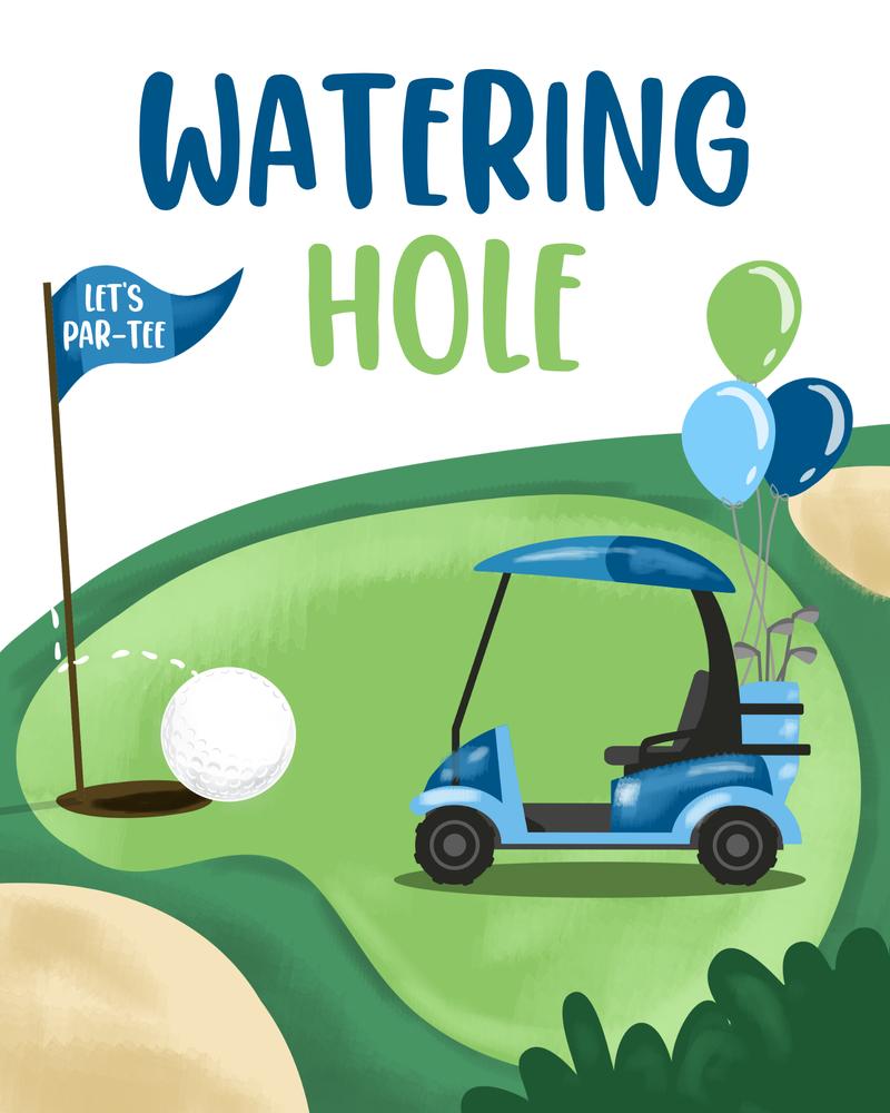 Golf Birthday Watering Hole Sign | Editable Canva Par-tee Drink Decor