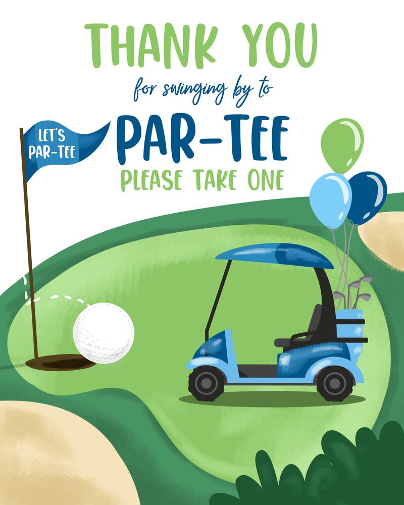 Golf Birthday Party Favor Sign | Editable Canva Template Par-Tee Decor