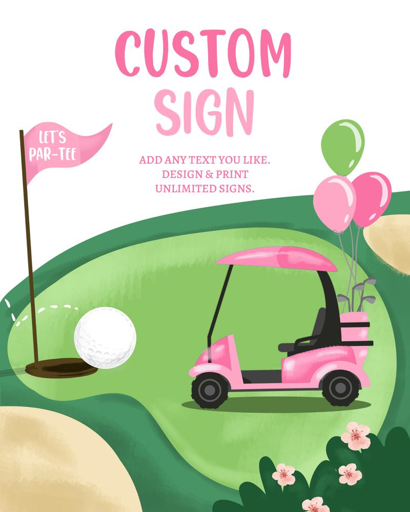 Pink Girls Hole in One Golf Birthday Sign | Editable Canva Template 8x10