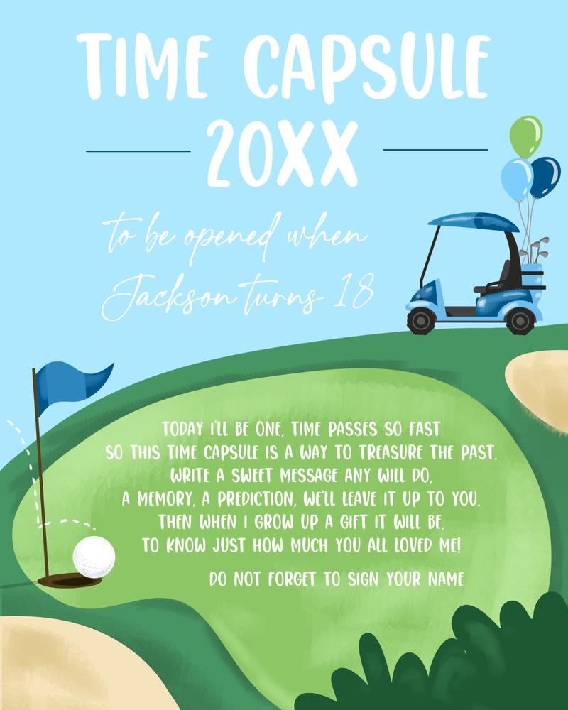 Golf First Birthday Time Capsule & Guestbook | Editable Canva Template
