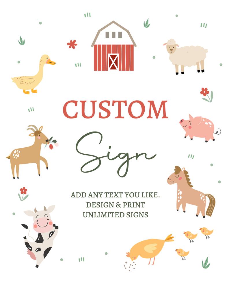 Pink Farm Animals Birthday Sign | Editable Canva Table Decor | 8x10 Printable