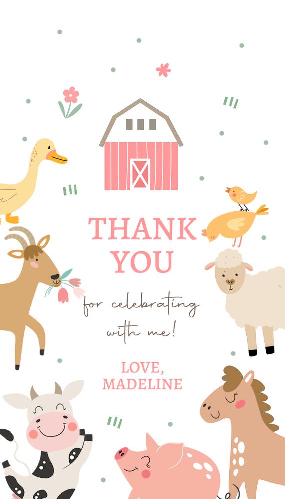 Pink Farm Birthday Favor Tags | Editable Barnyard Thank You Tags Template