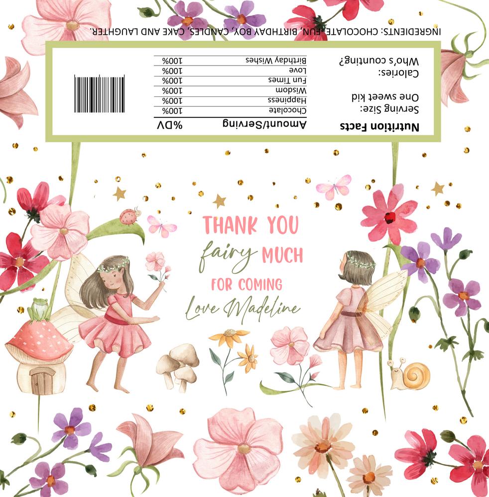 Editable Fairy Candy Bar Wrapper - Magical Garden Birthday Party Favors