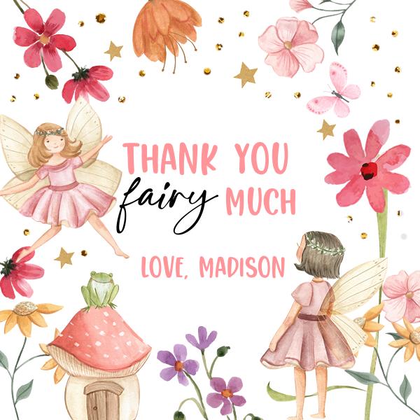 Fairy Favor Tags | Enchanted Forest Birthday Thank You Labels | Canva Template