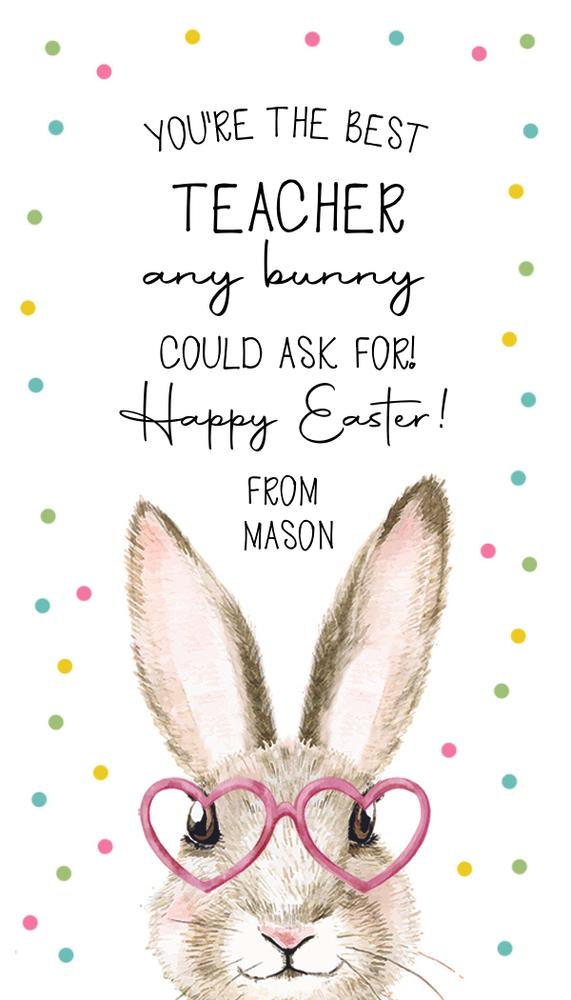 Editable Easter Teacher Gift Tags | Canva Template Bunny Appreciation Tags