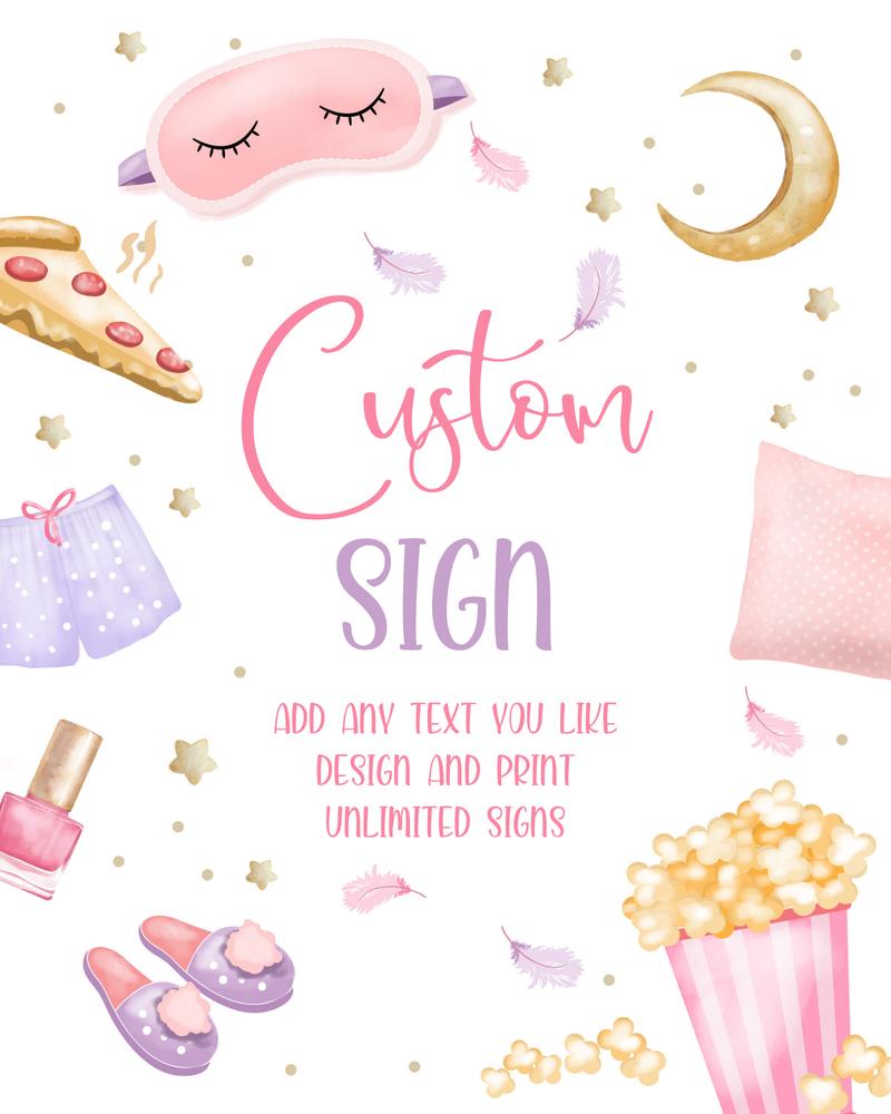 Editable Sleepover Sign Template | Girl’s Movie Night & Pajama Party Decor