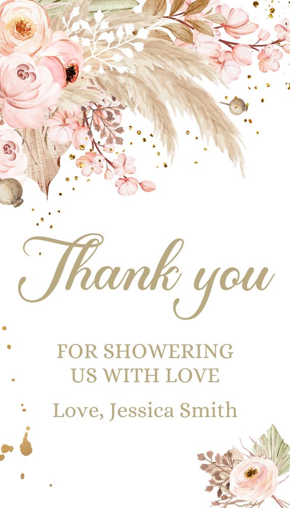 Boho Pampas Grass Baby Shower Favor Tags | Editable Canva Template