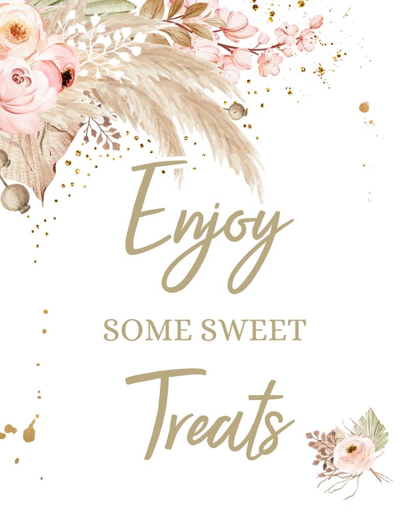 Boho Pampas Grass Baby Shower Sweet Treats Sign - Editable Canva Template 8x10
