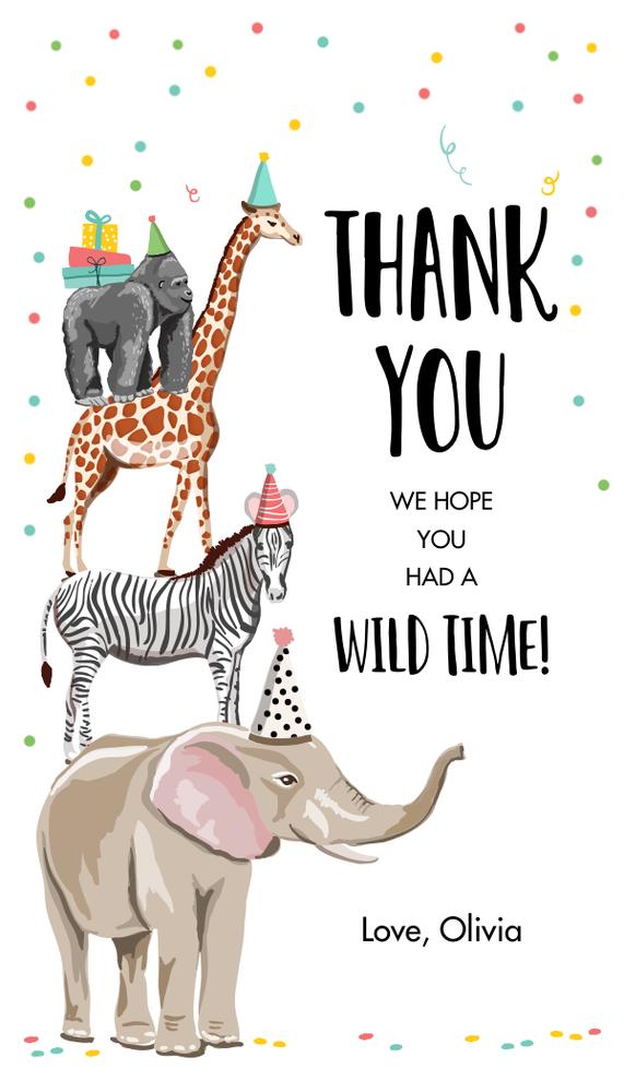 Editable Party Animals Favor Tags | Safari Zoo Birthday Thank You Tags