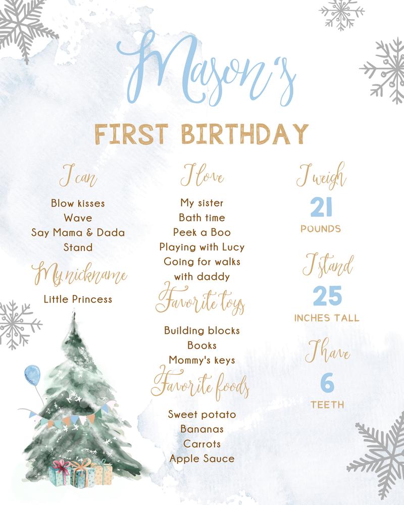 Winter Onederland Birthday Milestone Sign | Editable Canva Template Pink Snow