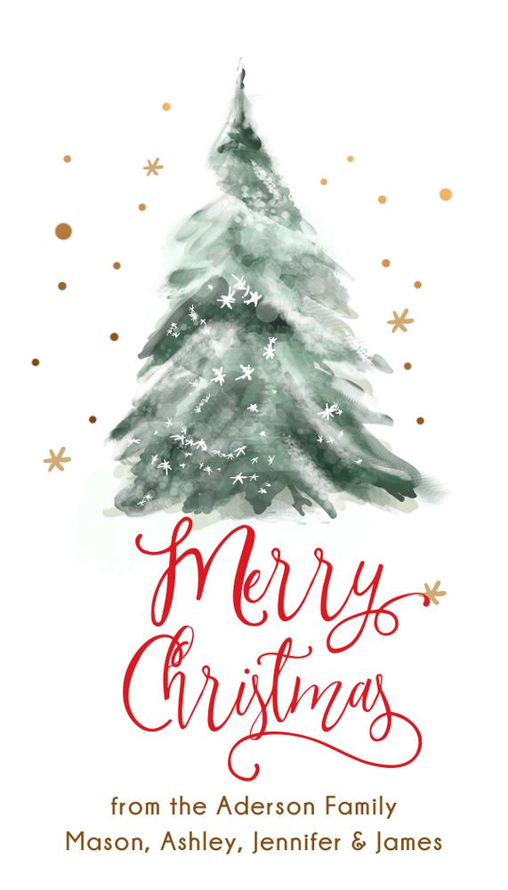 Editable Christmas Favor Tags - Gold Tree Holiday Gift Labels Canva Template