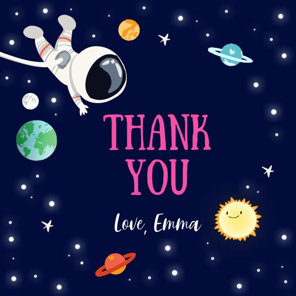 Girl Astronaut Birthday Favor Tag | Editable Galaxy Outer Space Canva Template