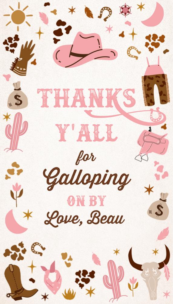 Cowgirl Birthday Luggage Favor Tags | Editable Wild West Rodeo Party Decor
