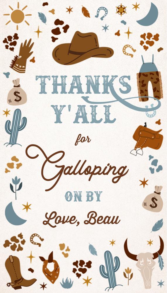 Editable Cowboy 1st Rodeo Birthday Luggage Tags | Wild West Canva Template