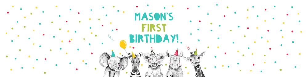 Editable Party Animals Water Bottle Labels - Safari Wild One Birthday Template