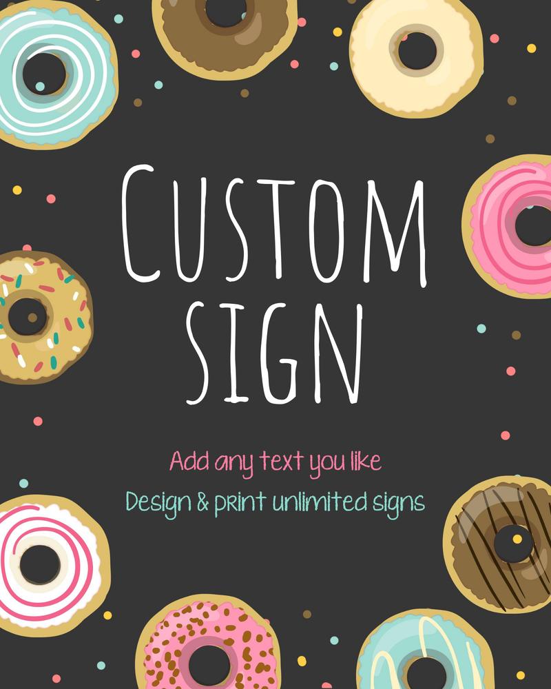 Editable Donut Bar Sign | Pink & Teal Chalkboard Party Decor Canva Template