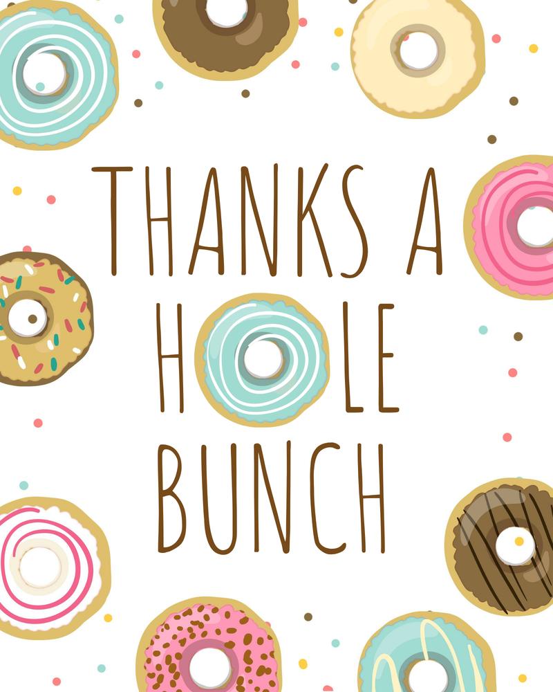 Blue Donut Birthday Thank You Sign Template - Editable "Thanks a Hole Bunch"