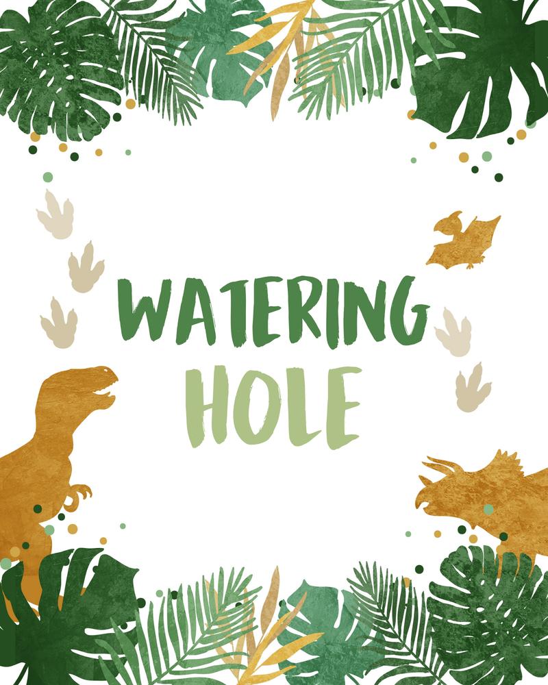 Dinosaur Watering Hole Birthday Sign | Editable Canva Drink Table Decor
