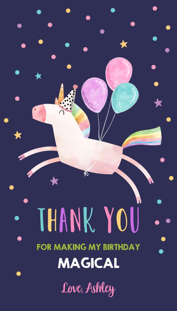 Editable Unicorn Birthday Favor Tags | Rainbow Party Parade Gift Tag Canva