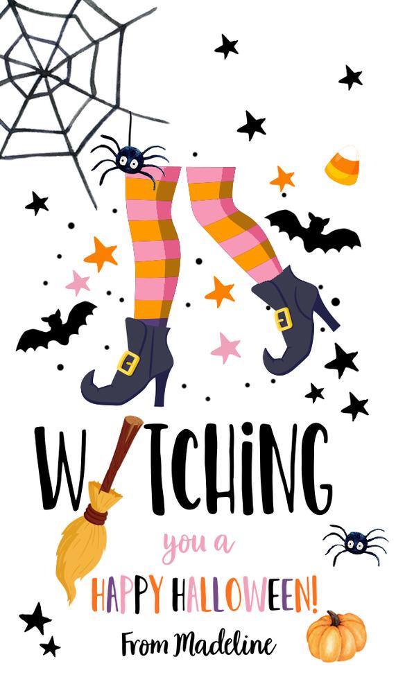 Editable Halloween Favor Tags | Witching You A Happy Halloween | Canva Template