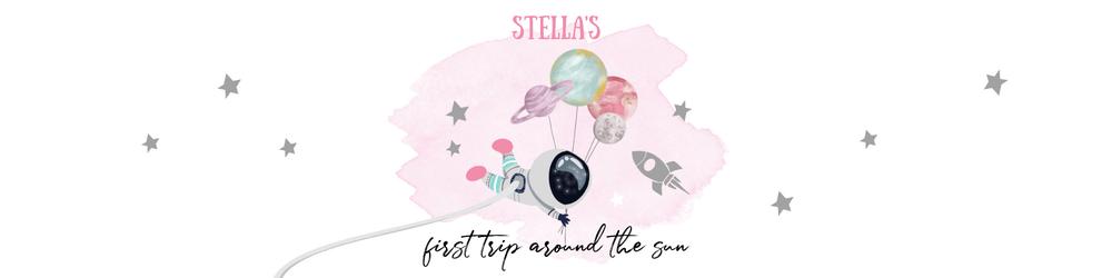 Girls Outer Space Water Bottle Labels | First Trip Around the Sun Canva Template