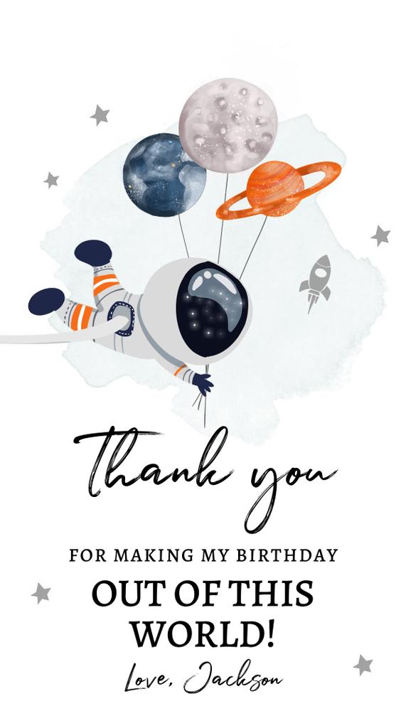 Editable Outer Space Favor Tags - Astronaut Birthday Gift Labels Canva Template