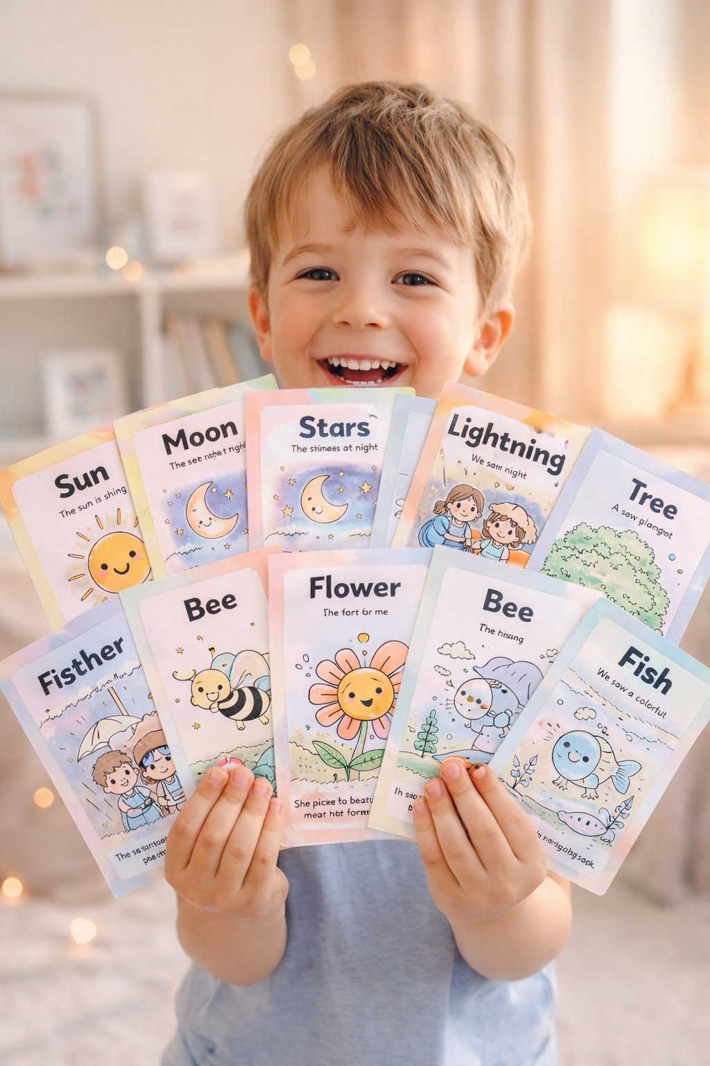 Fun Visual Pack – Kids Vocabulary Coloring Cards (20 Cute Learning Flashcards)