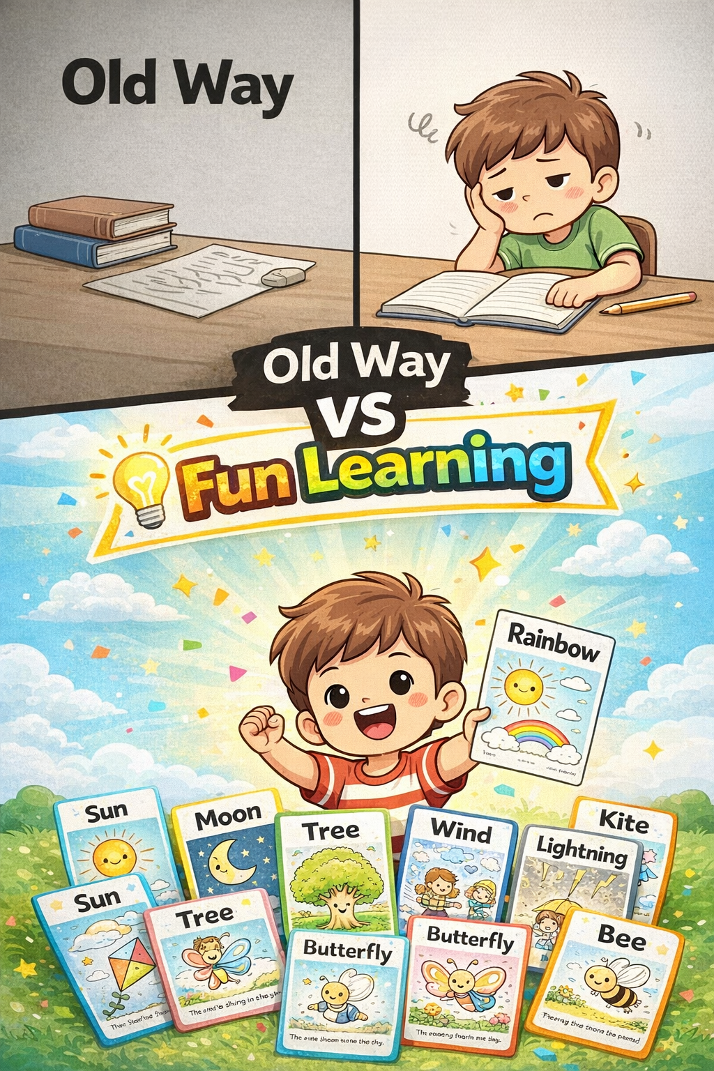 Fun Visual Pack – Kids Vocabulary Coloring Cards (20 Cute Learning Flashcards)