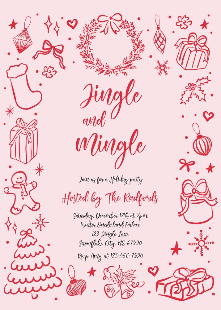 Editable Jingle and Mingle Christmas Party Invitation | Canva Template