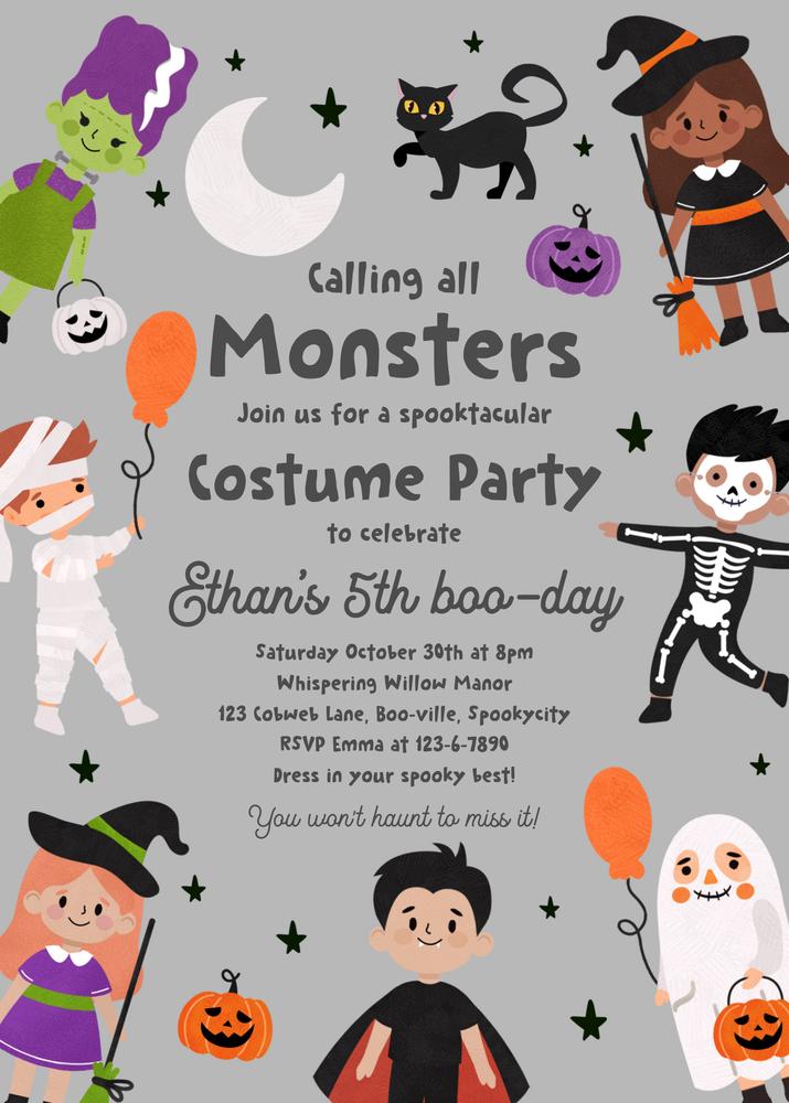Editable Halloween Costume Party Invitation | Spooktacular Birthday Canva Template