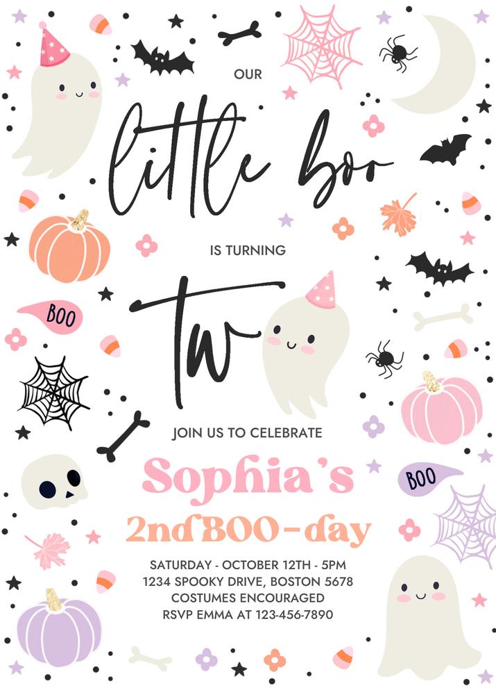 Editable Halloween Ghost 3rd Birthday Invitation | Spooktacular Canva Template