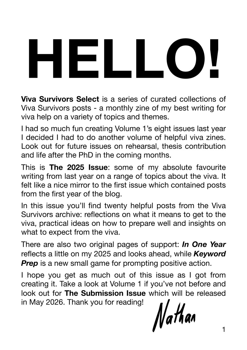 Page 1 of Viva Survivors Select 09, an introduction to the issue and contents.