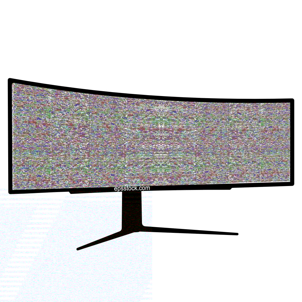 Ultra widescreen computer monitor with white noise back view
