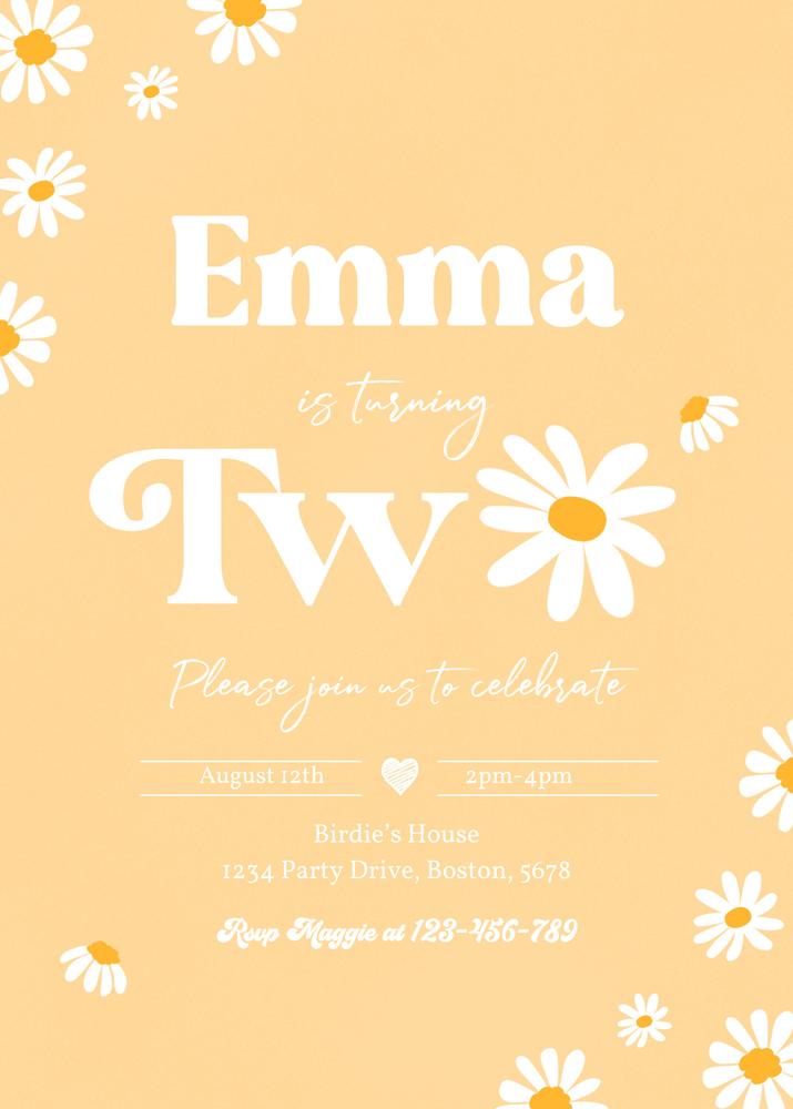 Boho Daisy 2nd Birthday Invitation | Editable Canva Template | Groovy Hippie DIY