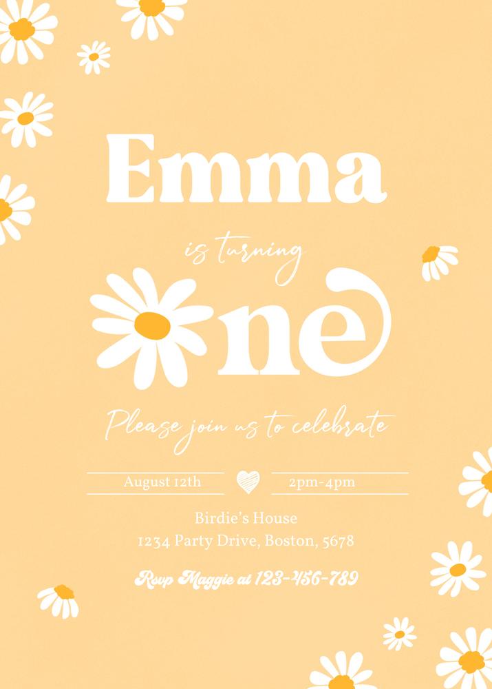 Boho Daisy 1st Birthday Invitation | Editable Canva Template | Groovy Hippie DIY
