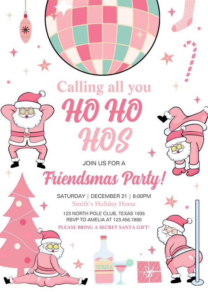 Friendsmas Christmas Party Invitation | Editable Canva Holiday Template