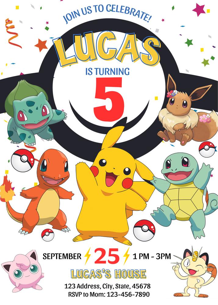 Pokémon Birthday Invitation Template | Editable Canva Invite for Kids Party