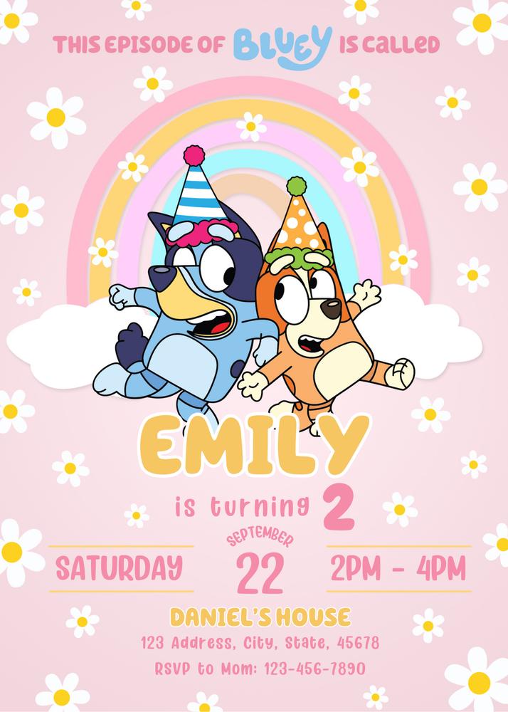Editable Bluey Birthday Invitation Template | Instant Download Canva Design
