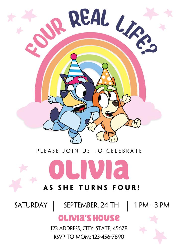 Editable Bluey Birthday Invitation Template | Instant Download Canva DIY