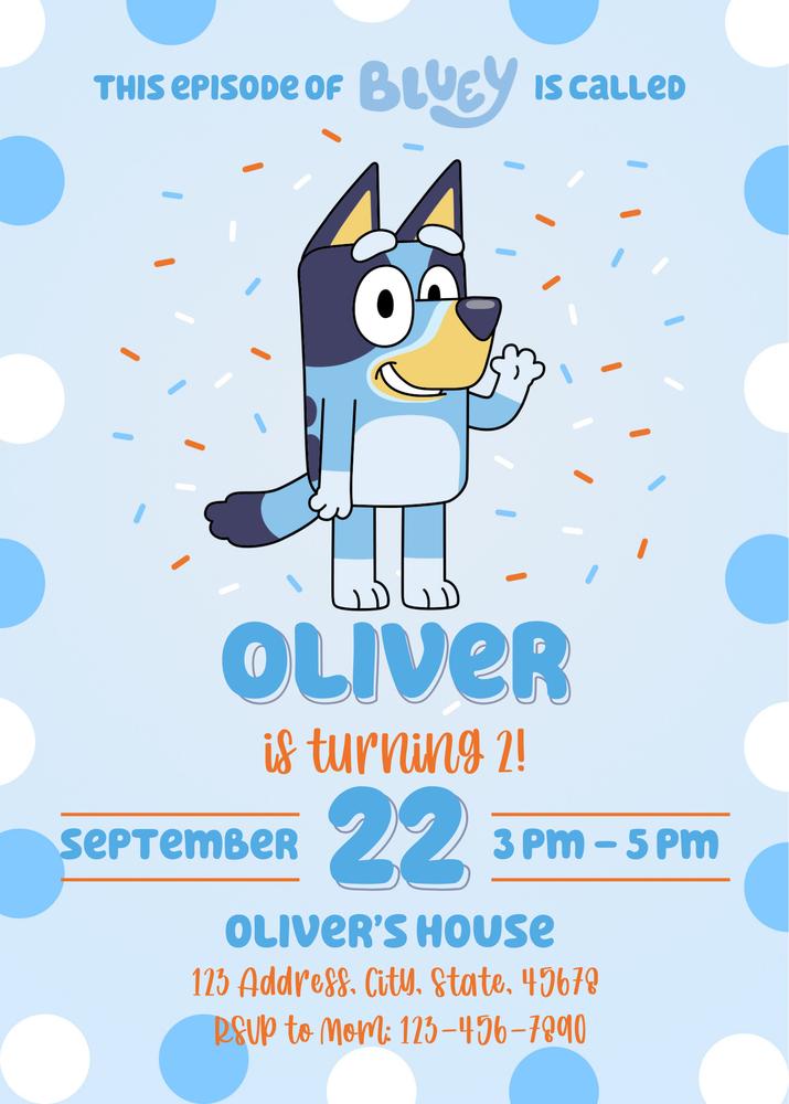 Editable Bluey Birthday Invitation Template | Instant Download Canva DIY