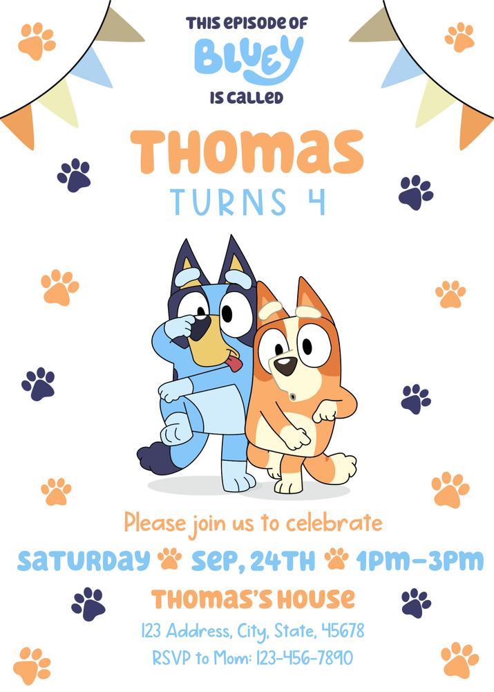 Editable Bluey Birthday Invitation Template | Instant Download Canva DIY