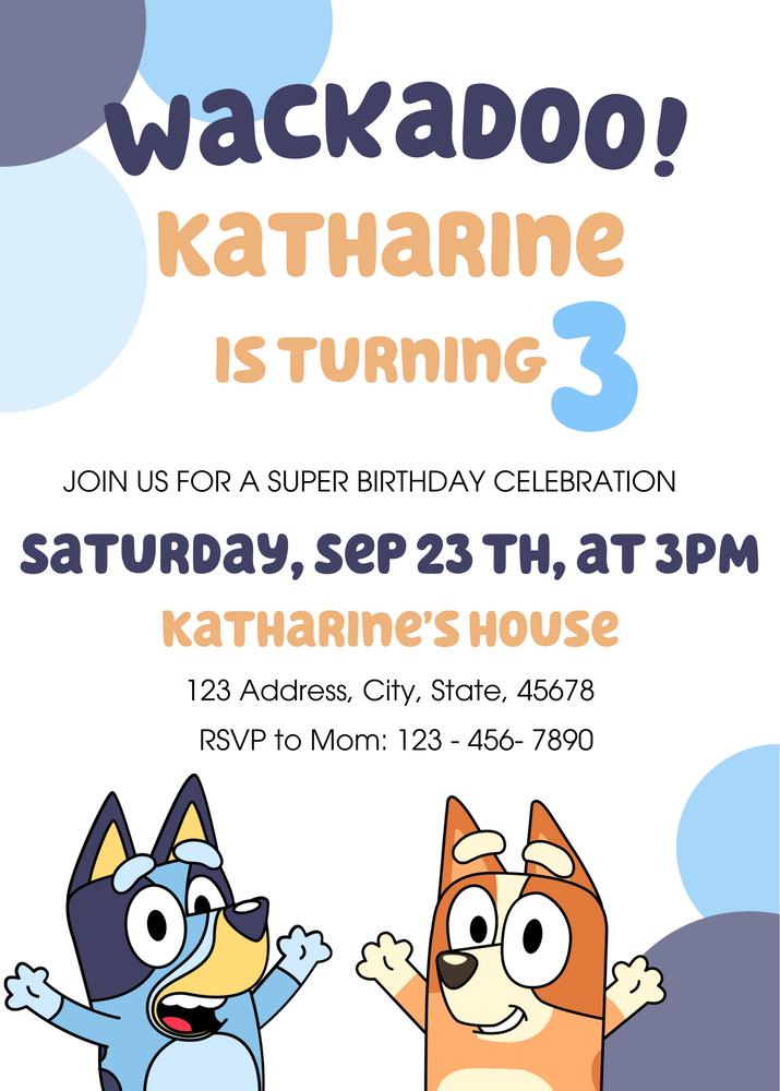 Editable Bluey Birthday Invitation Template | Instant Download Canva DIY