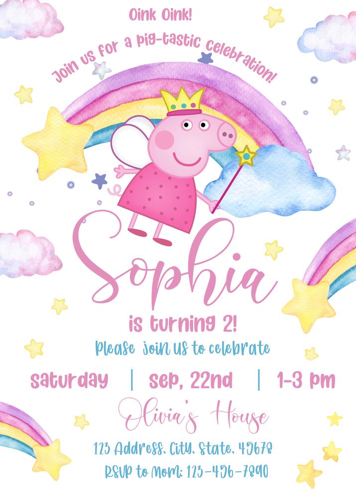 Editable Peppa Pig Birthday Invitation Template | Instant Download Canva DIY